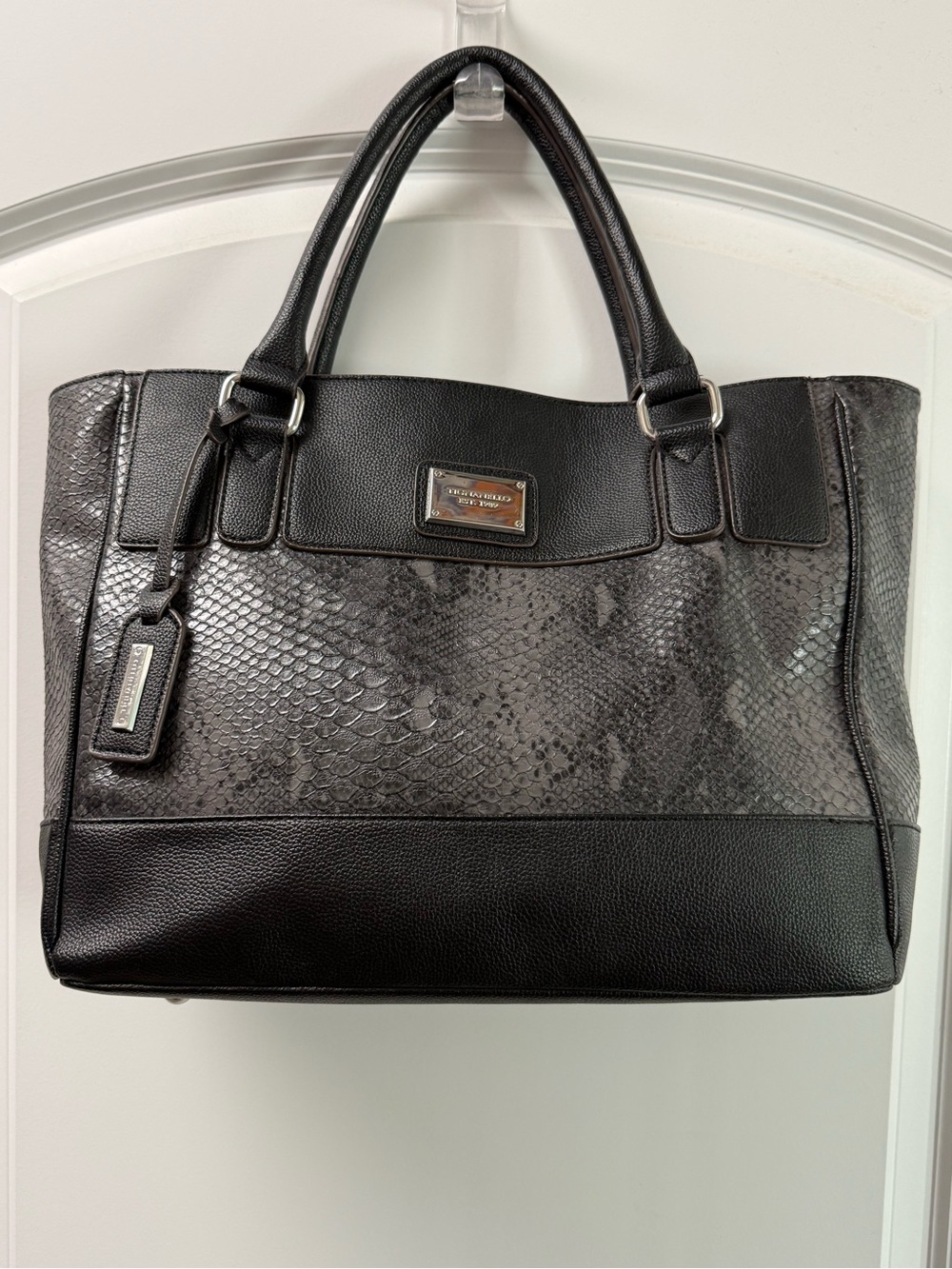 Tignanello Black Textured Purse/Tote Bag